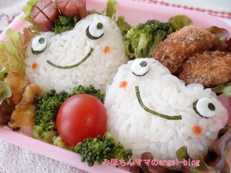 今日のお弁当 カエルさんキャラ弁 かたつむりキャラ弁 みほちんママのangel Blog