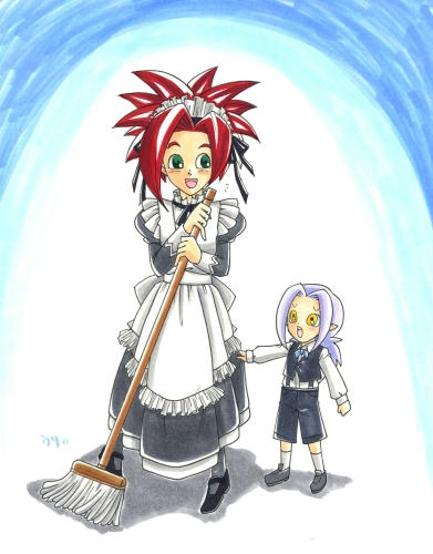 メイドクロノとジャキぼっちゃん。