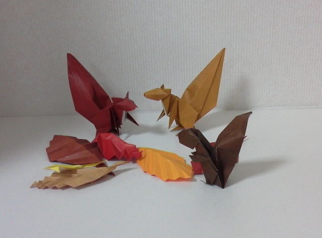 落ち葉とリス 折り紙のこと