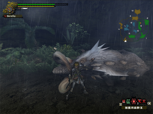 ドスファンゴの前でポーズ