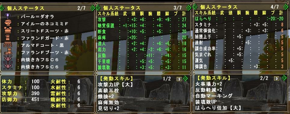 餓狼防具スキル他