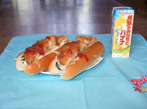 ふぐのフライで作ったフライサンドです♪