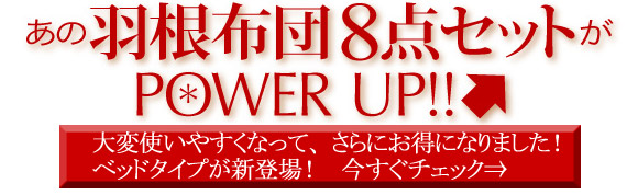 新しくなった羽根布団８点セット　和タイプ　ベッドタイプ