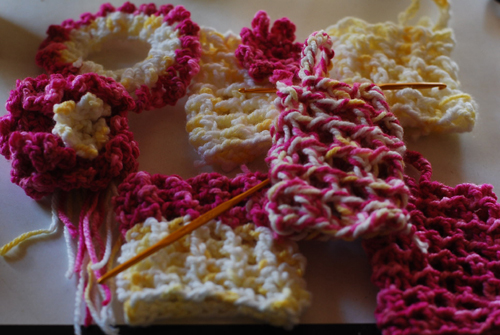 暇だったから編み物ー。