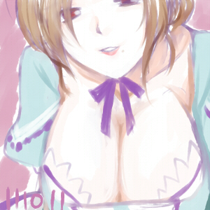 18分：妹を描いたならと姉の方も。ちっと10分じゃ胸までしかぬれなかったので。エメリよりはケバくない？胸おっきいの描きにくいので練習にはなるかなぁ。もうちょっと綺麗に描きたいところ