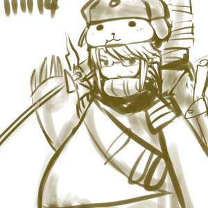 12分くらい？：アルポンスの着ぐるみ着たの描いてって言われたので！こんな感じになった・ｘ・手に持ってるのは杖です歪んでてすいませんｗｗｗ