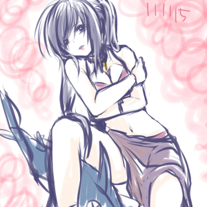 24分くらい？：お色気なイリシア描いてと言われたので。お色気？グラビア写真のポーズ見ながら描いてみました…