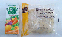 パンと野菜ジュース