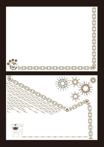 Pug. Free download Letter paper of the dog pad of Puipui. 