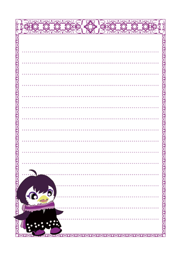 Penguin witch. Free Letter paper of Maco-chan.