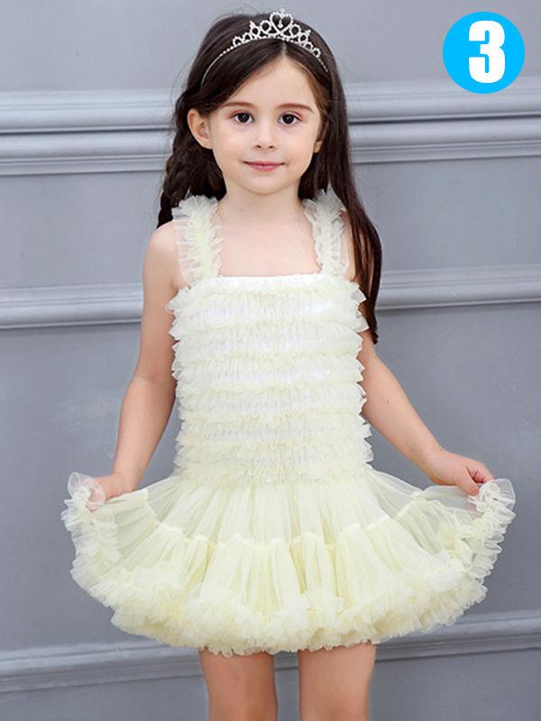 kiskissing wholesale solid color baby girl suspender dress preschooler tulle princess dress