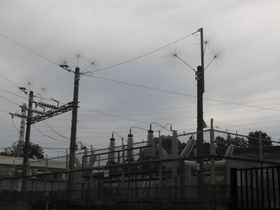 研究施設送電避雷線