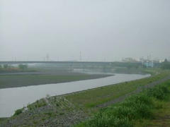 雨の多摩川
