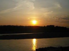 多摩川の夕日