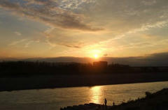 多摩川の夕焼け