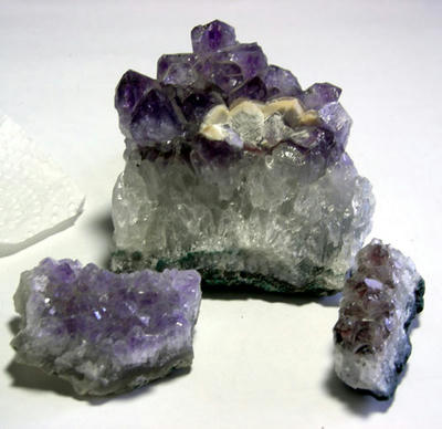 紫水晶クラスター三点