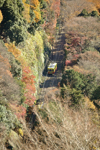 展望台から見下ろしたケーブルカー