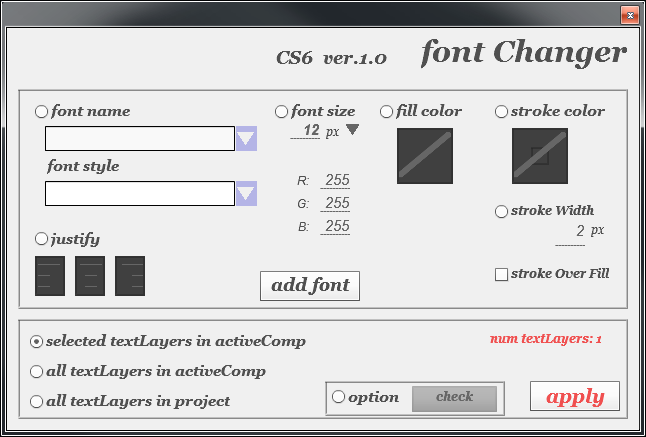 AEスクリプト font_Changer.jsx ver1.0 公開～｜Up Box ～CS2