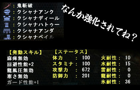 クシャシリーズ強化