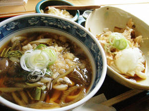 山菜うどんとかけうどん