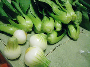 ペコロスと青梗菜