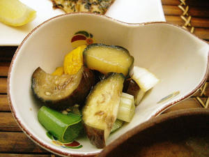 なすとズッキーニとネギの炒め煮