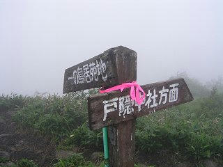 090725_1106_飯綱山・戸隠中社からの登山道との分岐（長野市）