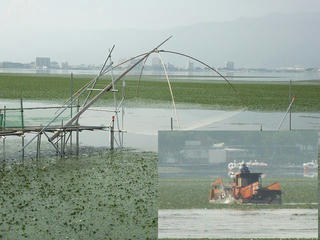 150808_0758_下諏訪町の諏訪湖博物館・赤彦記念館から撮影した諏訪湖（下諏訪町）
