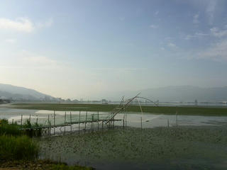 150808_0756_下諏訪町の諏訪湖博物館・赤彦記念館から撮影した諏訪湖（下諏訪町）