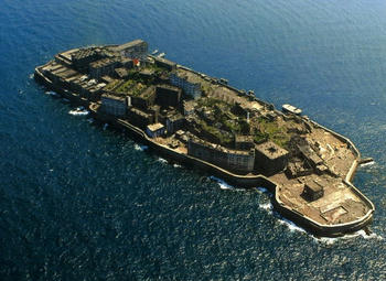 軍艦島、全体図。