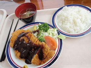 水上宝台樹スキー場のゲレ食(味噌カツ定食)