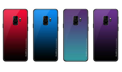 グラデーション色ガラス硬化スマホケース 通販 galaxy S10e/S10/S9耐衝撃
