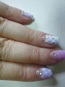 パステルカラー紫の盛りだくさんネイル Nail Tip Love Luna Plus