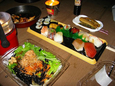 車中泊の夕飯in秋吉台