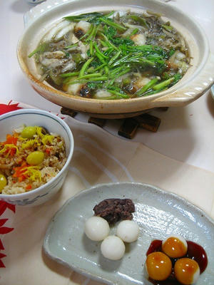 ベターホーム　きりたんぽ鍋・吹き寄せごはん・だんご ２種 （お米料理の会１１月）