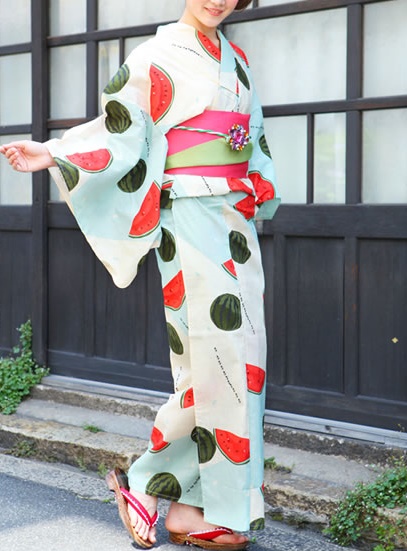 2014大島優子プロデュースの浴衣セット！水色スイカ柄が可愛い