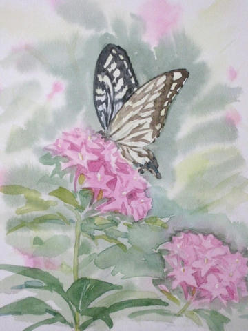 水彩画☆大竹正芳作☆竹林・黒アゲハ蝶☆日本画 - メルカリ