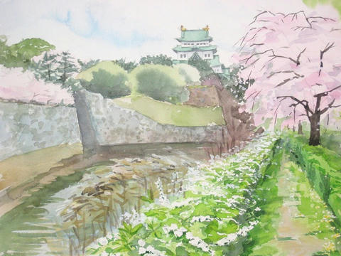 アニメ聖地巡礼絵画⑤ 君の名は 水彩画＋塗り絵用2枚 額縁25