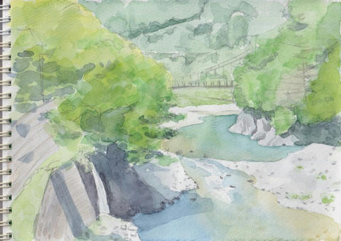 722＊白川郷昼下り 水彩画 原画 透明水彩画