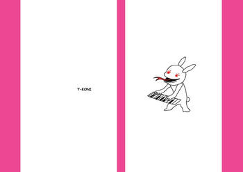 シンプルイラストブックカバー・ファンキーなイラスト「ハードロックラビット」