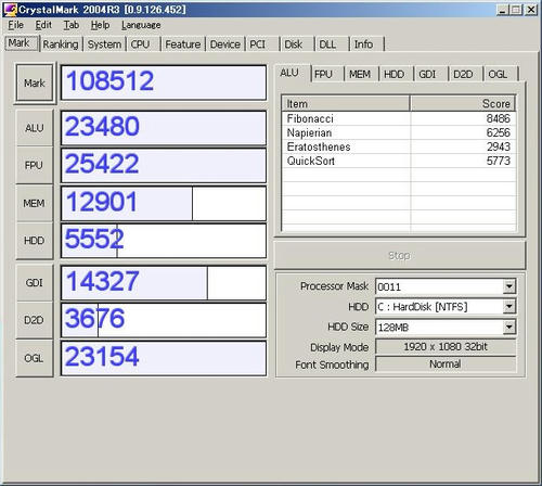 MC270J/AのCrystalMarkの結果