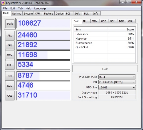 W7でHD6770のCrystalMarkの結果