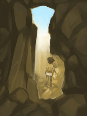 暗い洞窟内部を描くつもりが&hellip;あれえ