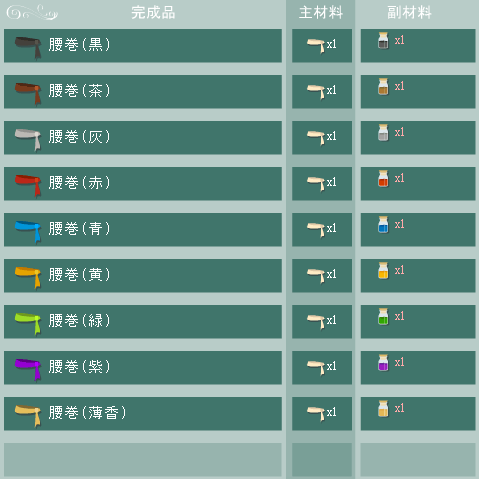 腰巻の合成リスト