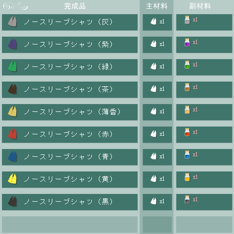 ノースリーブシャツの合成リスト