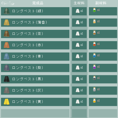 ロングベストの合成リスト