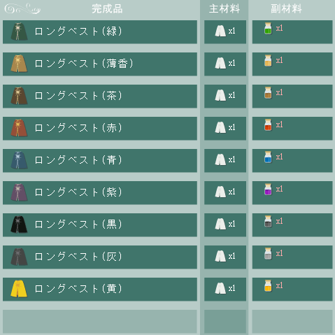 ロングベストの合成リスト