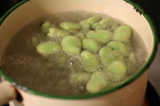 蚕豆を茹でる