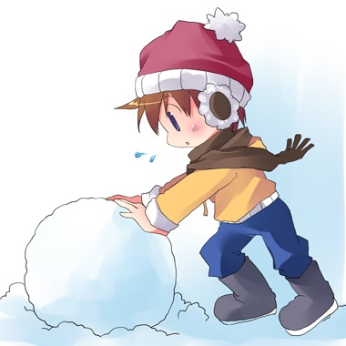 雪だるまと男の子