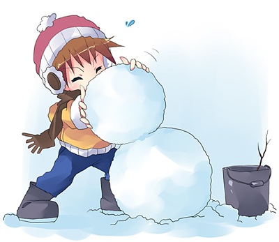 雪だるまと男の子